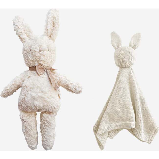 Charlie Bunny, Taupe Bow and Bunny Lovey, Cream Set