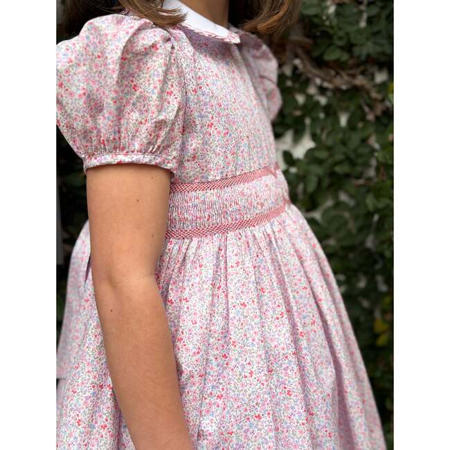 Smocked Waist Dress, Pink/Lilac Ditzy Floral