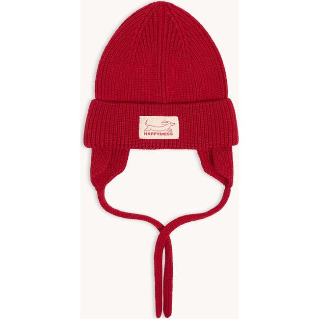 Children's Merino Wool Hat, Retro Red