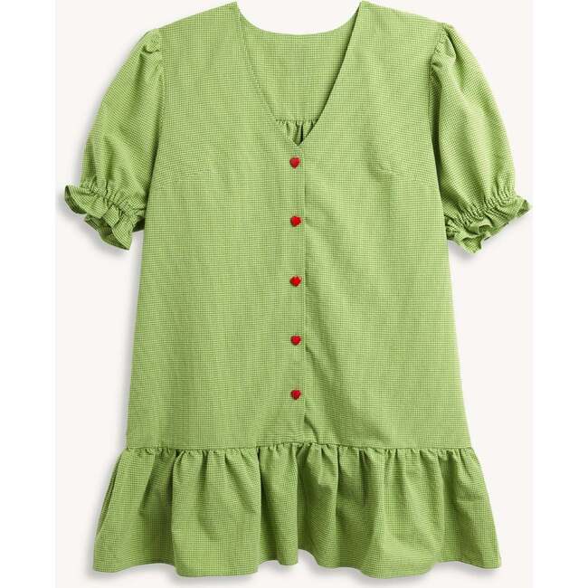 Women's Vichy Frilled Dress, Matcha Green