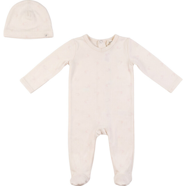 Cotton Floral Print Onesie Mauve/Natural