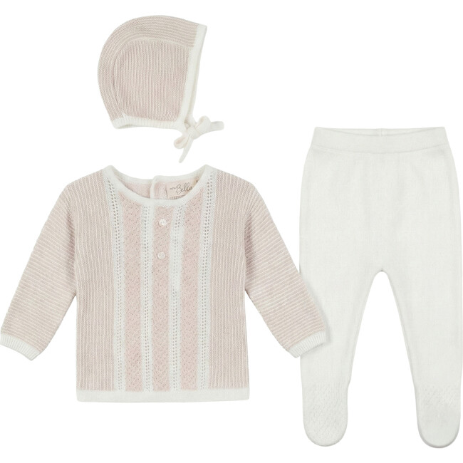 Striped Pointelle Set White