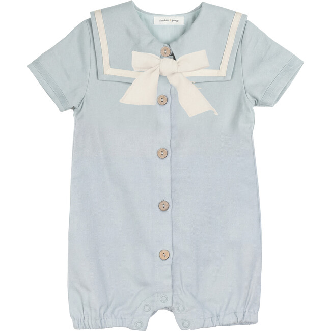 Onesie In Woven Fabric Dusty Blue
