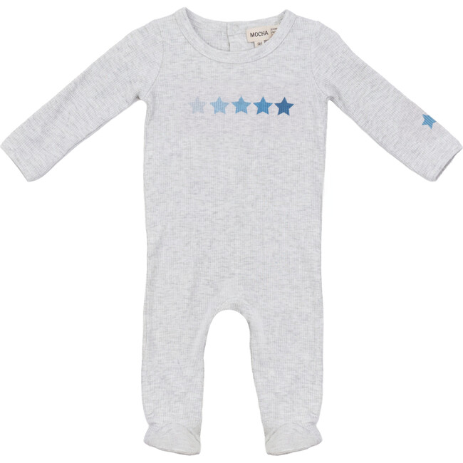 Onesie With Star Print Light Grey Mix/Blue