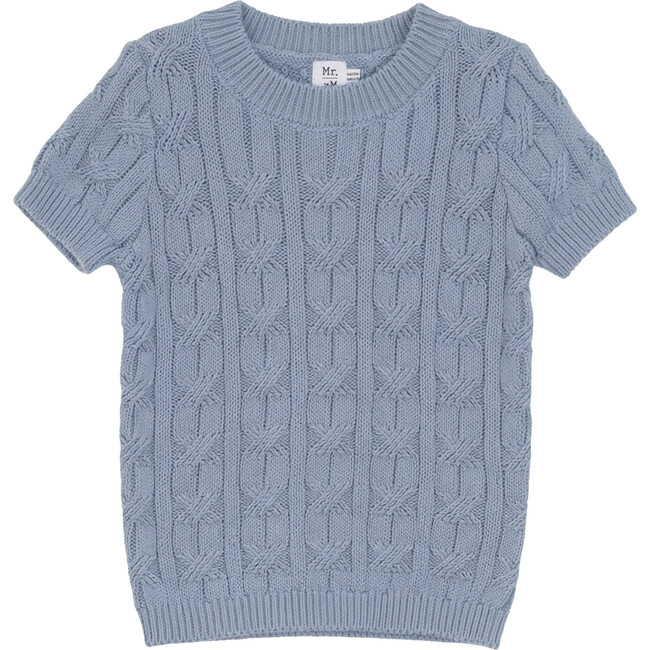 Mixed Cable Knit Sweater Blue Grey