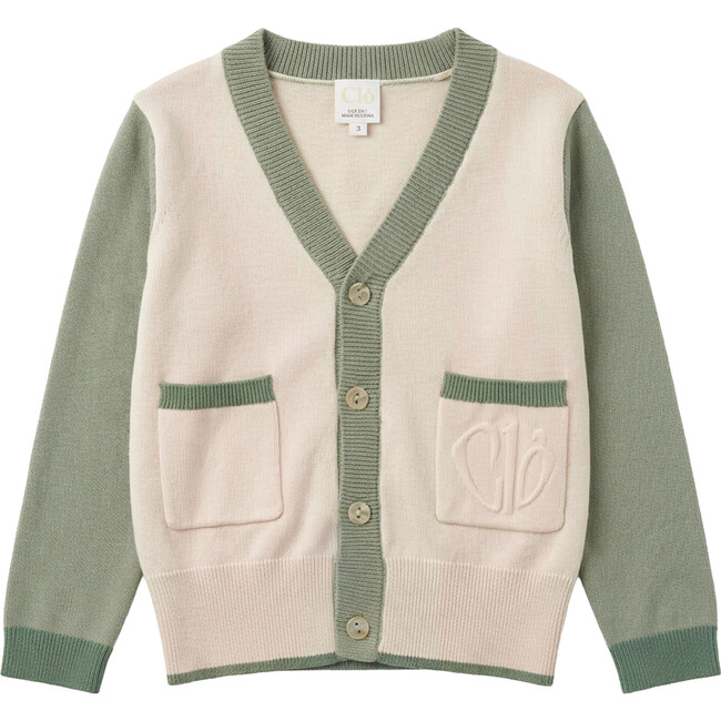 Cardigan In Knit Natural/Dark Sage