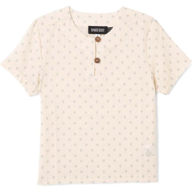 Printed Gauze Shirt Cream/Blue