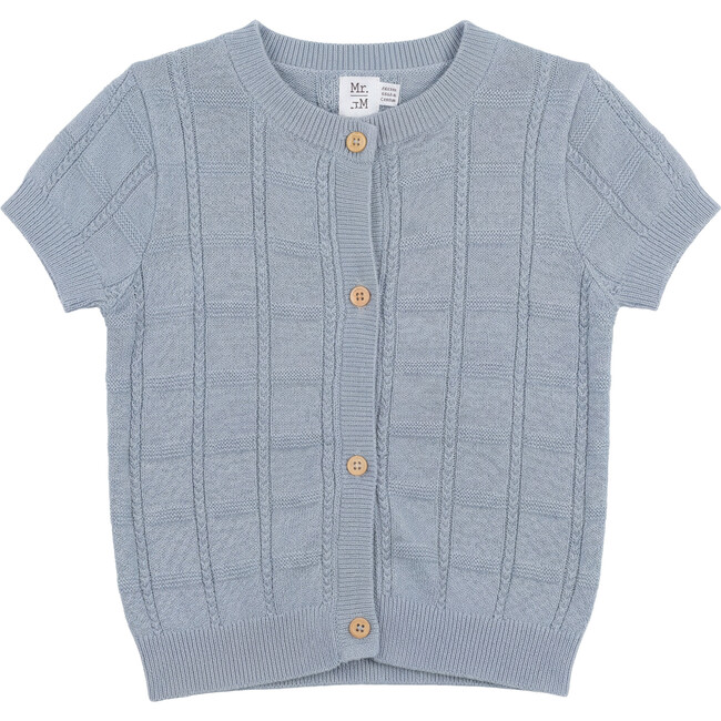 Checkered Knit Sweater Dusty Blue