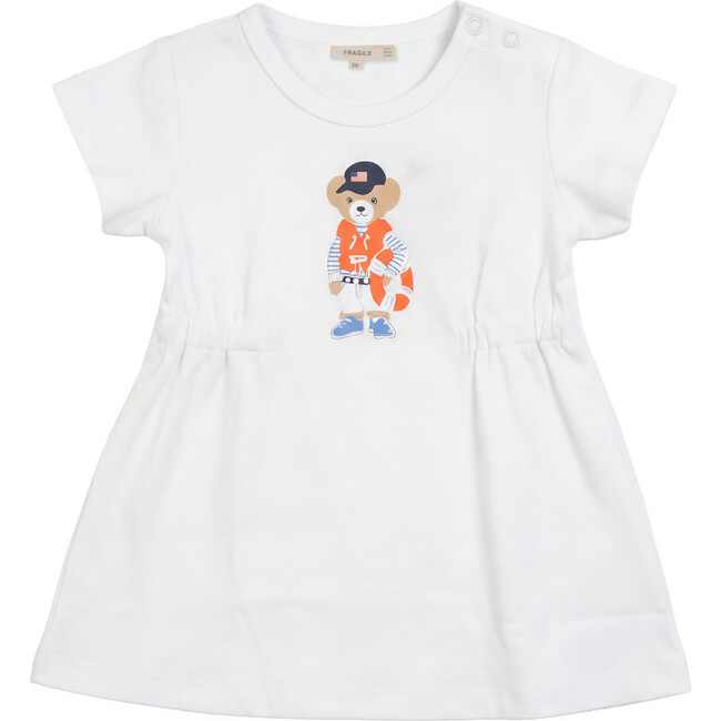 Bear Print Dress White