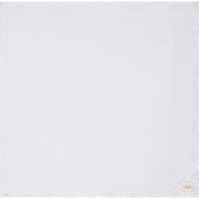 Boat/ Floral Print Blanket White/Sky