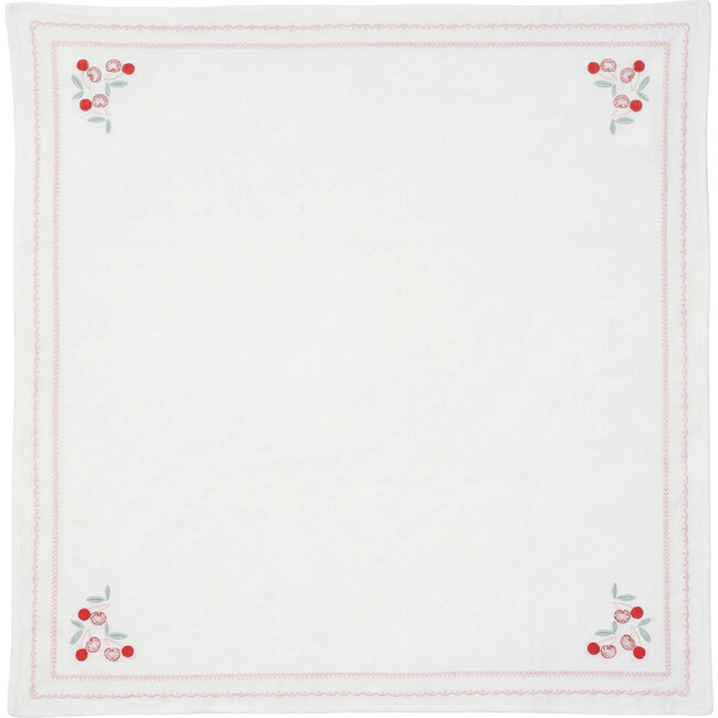 Cherry Embrodiered Blanket White/Red