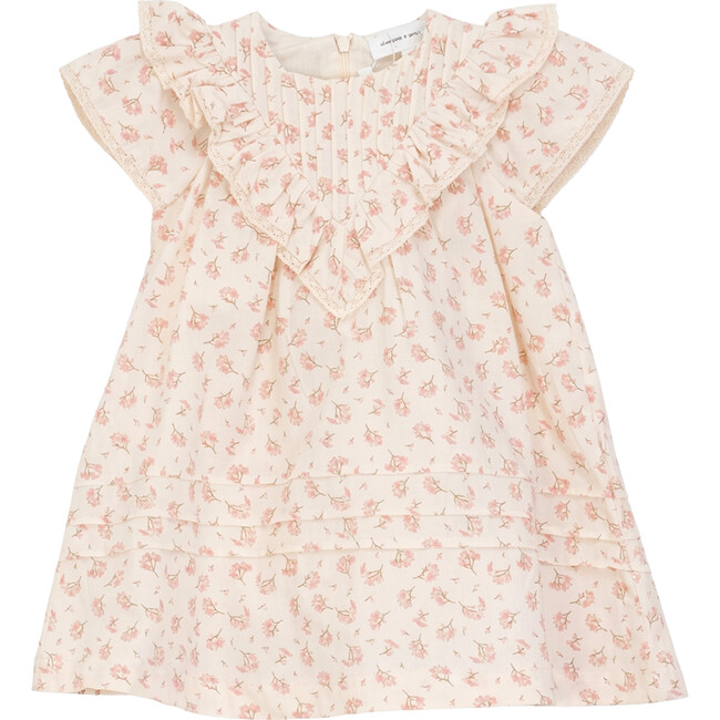 Printed V Shape Yoke Jumper Dress Pink