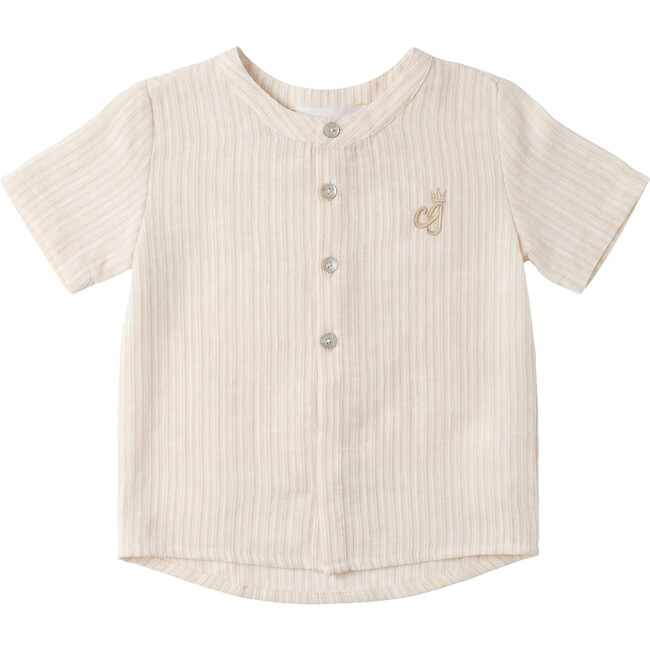 Striped Fabric Shirt Pastel Yellow