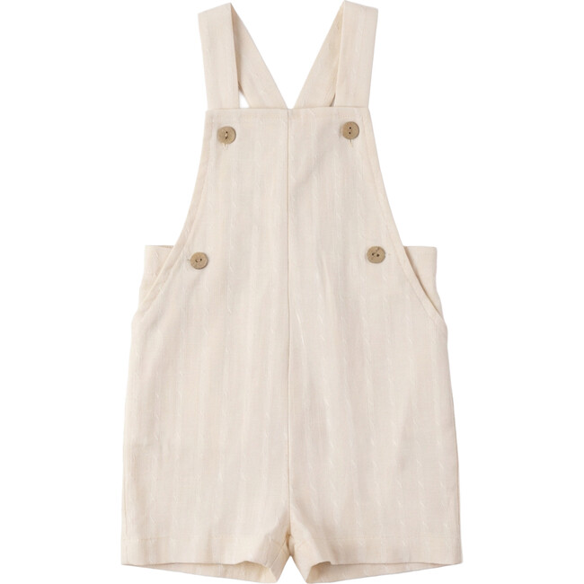 Textured Linen Overalls Ivory