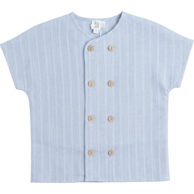 Textured Double Breasted Shirt Blue