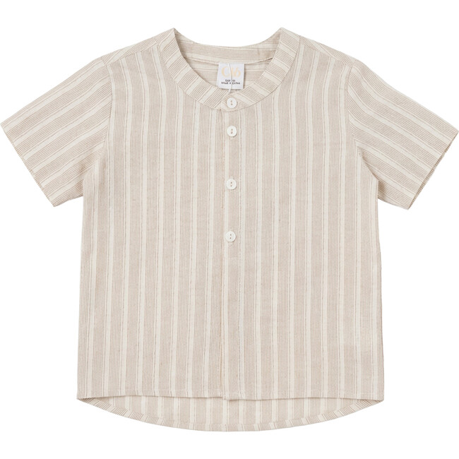 Shirt In Cotton Striped Fabric Brick/Natural