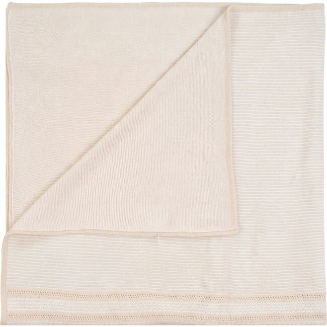 Striped Pointelle Blanket Beige
