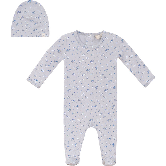 Floral Print Onesie Pale Blue
