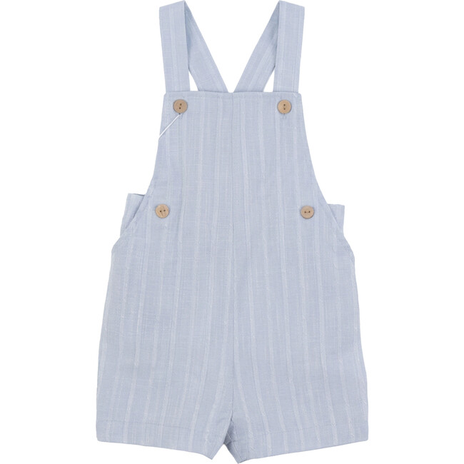 Textured Linen Overalls Blue