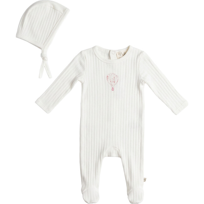 Hot Air Balloon Pointelle Onesie Ivory/Red Floral