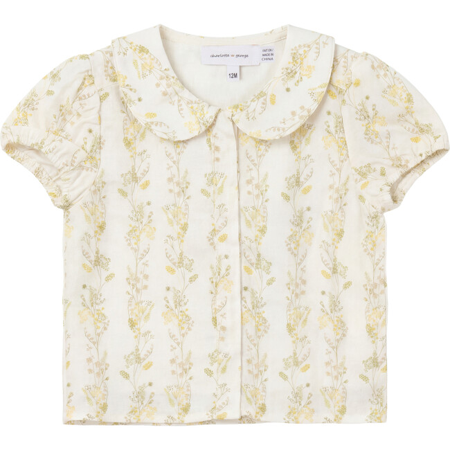 Collar Neckline With Puff Sleeve Pastel Yellow