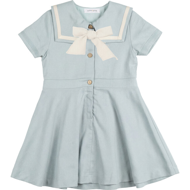 Dress In Solid Fabric Dusty Blue