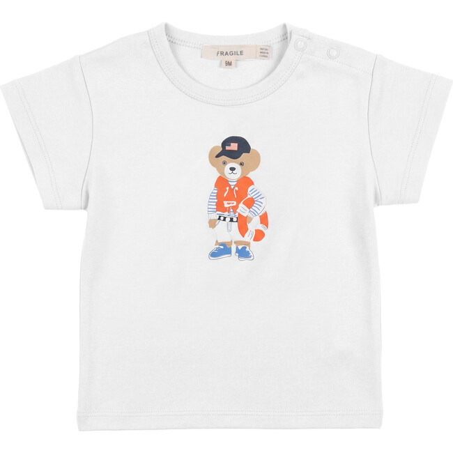 Bear Print Top White