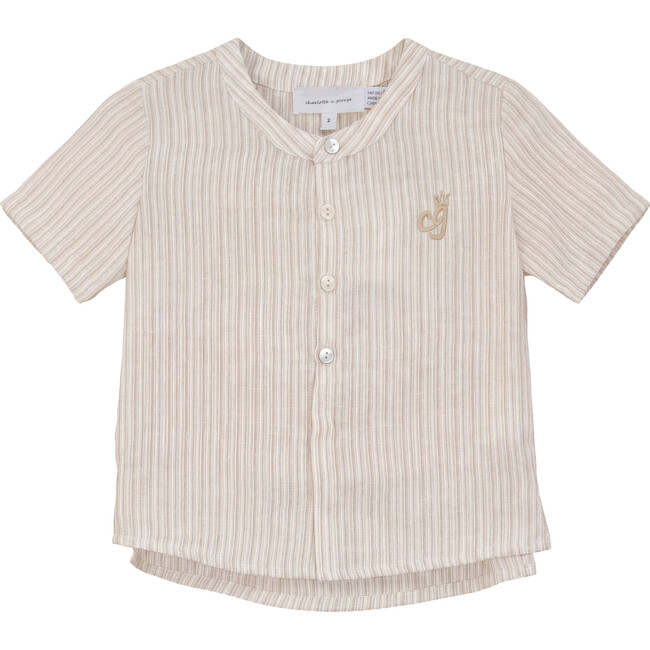 Striped Fabric Shirt Sand