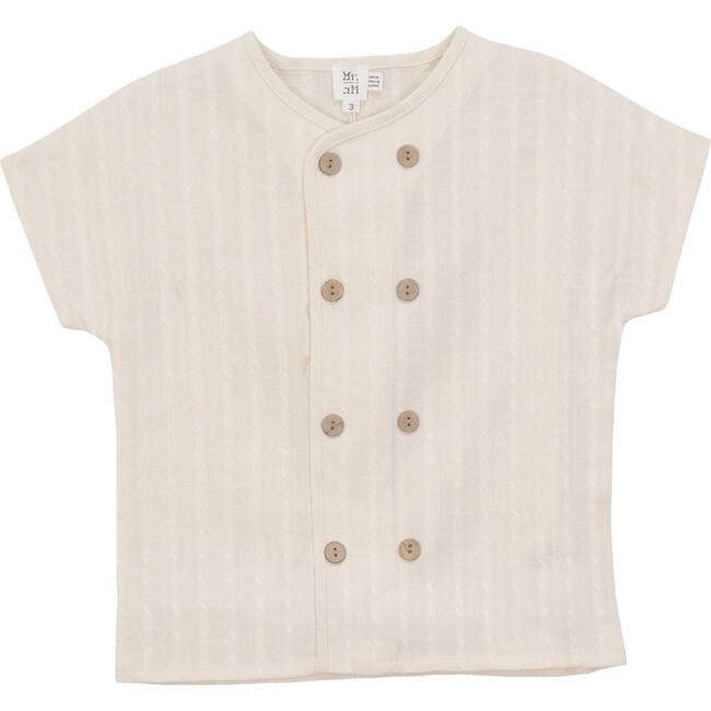 Textured Double Breasted Shirt Ivory