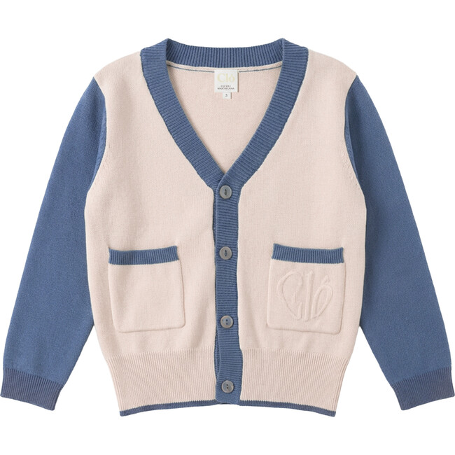Cardigan In Knit Natural/Blue