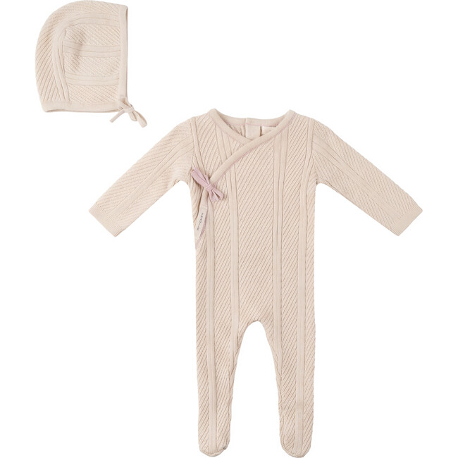 Lace Textured Knit Onesie Natural/Petal