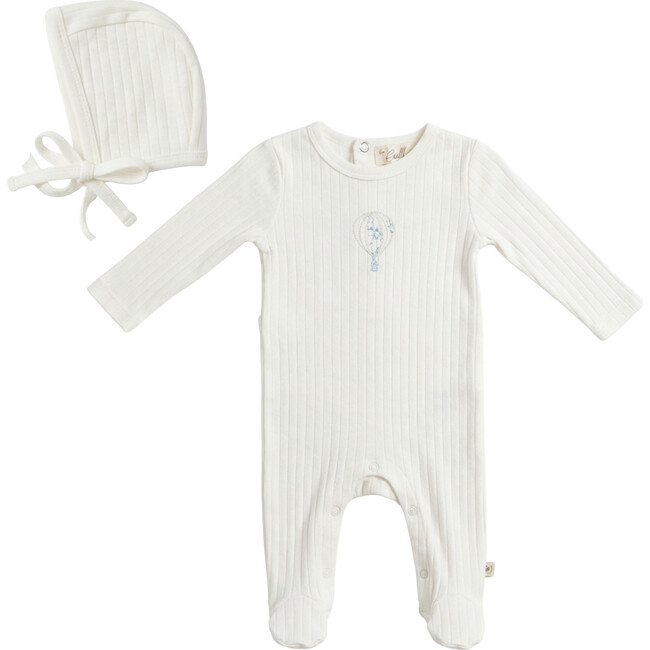 Hot Air Balloon Pointelle Onesie Ivory/Blue Floral