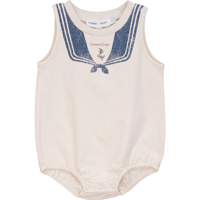 Sailor Collar Printed Bubble Cream/Navy