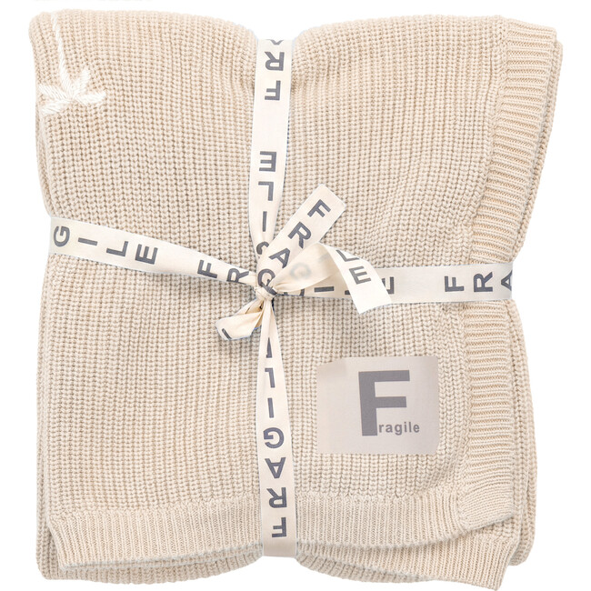 Chunky Blanket With Embroidery Flowers Dark Almond