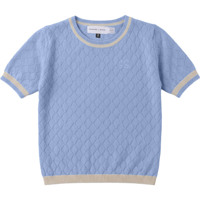 Contrast Knit Sweater Blue