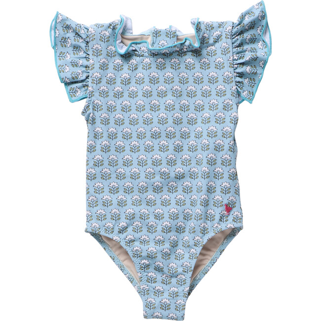 Girls Jennifer Suit, Blue Prairie Block Print Blue Prairie Block Print