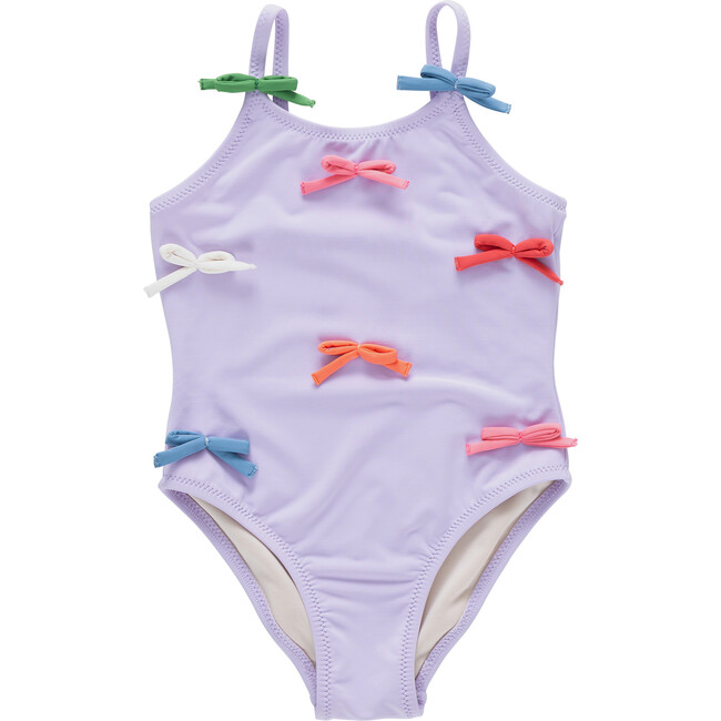 Girls Lottie Suit, Lavender Multi Bow Applique Lavender Multi Bow Applique Swim