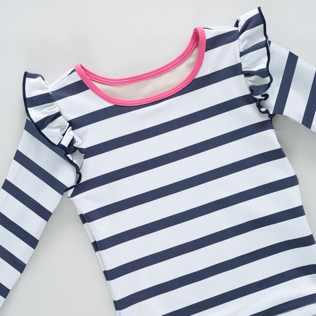 Girls Rash Guard Set, Navy Stripe Navy Stripe