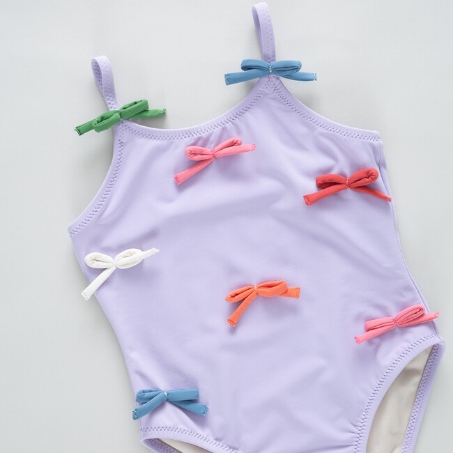 Girls Lottie Suit, Lavender Multi Bow Applique Lavender Multi Bow Applique Swim