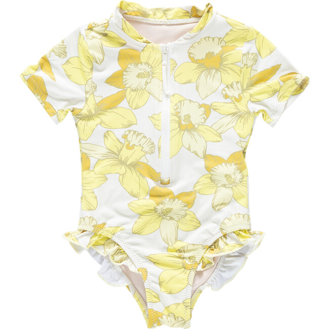 Girls Short Sleeve Arden Suit, Yellow Daffodils Yellow Daffodils