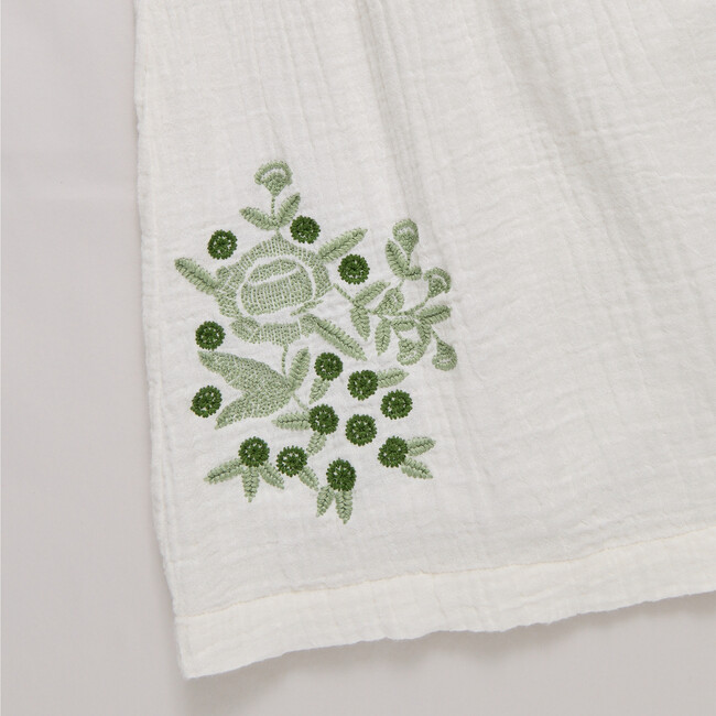Girls Ava Dress, Green Embroidery Green Embroidery - Dresses - 3