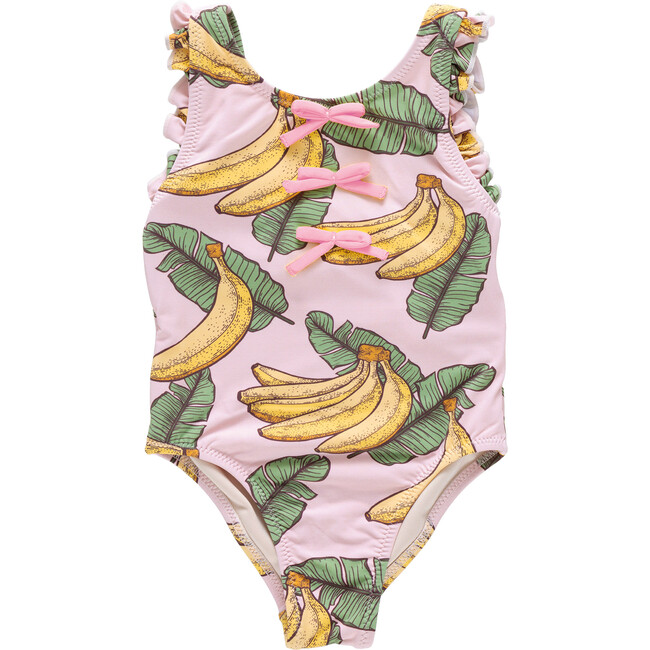 Girls Sylvie Bow Suit, Pink Banana Leaves Pink Banana Leaves
