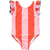 Girls Liv Suit, Pink Wide Stripe w/ Red Stripe Wide Pink and Red Stripe - One Pieces - 1 - thumbnail