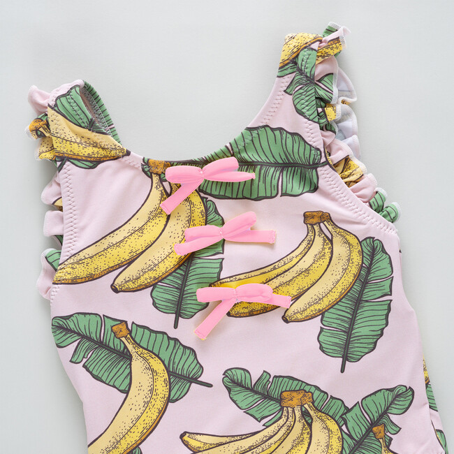 Girls Sylvie Bow Suit, Pink Banana Leaves Pink Banana Leaves