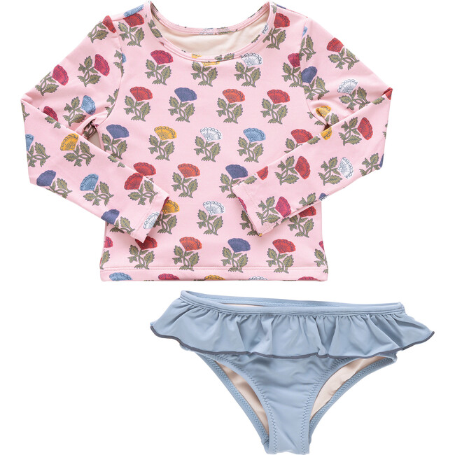 Girls Rash Guard Set, Multi Flower Drop Multi Flower Drop