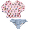 Girls Rash Guard Set, Multi Flower Drop Multi Flower Drop - Two Pieces - 1 - thumbnail