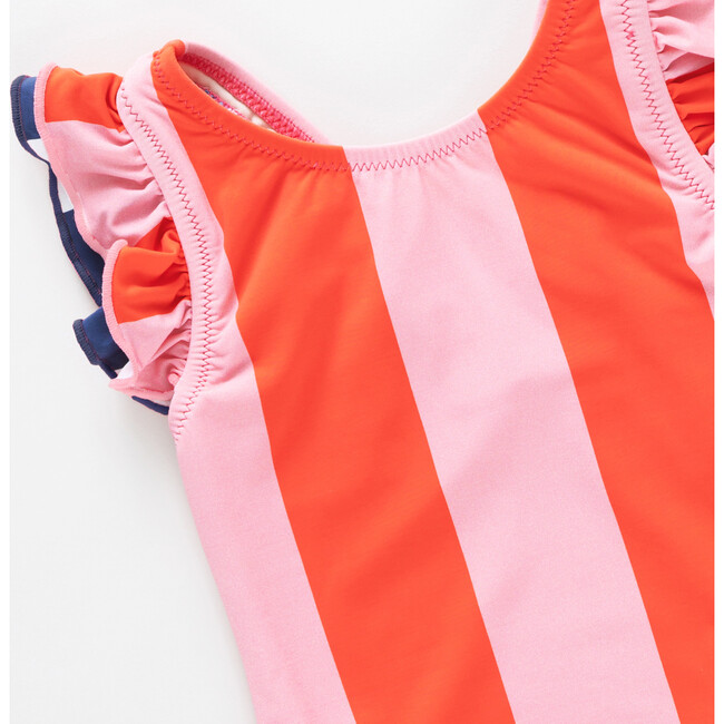 Girls Liv Suit, Pink Wide Stripe w/ Red Stripe Wide Pink and Red Stripe