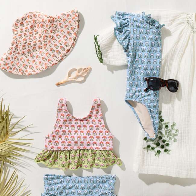 Girls Jennifer Suit, Blue Prairie Block Print Blue Prairie Block Print - One Pieces - 3