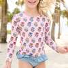 Girls Rash Guard Set, Multi Flower Drop Multi Flower Drop - Two Pieces - 3
