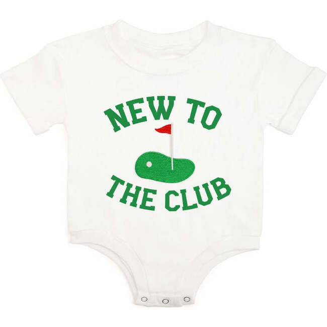 New To The Club Patch Short Sleeve Romper, White